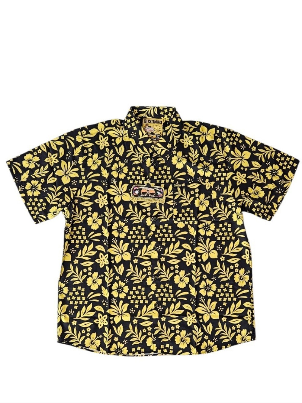 Dixxon "The Duke" Menโs XXL Party Shirt Black Yellow Tropical NWT
